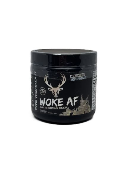 Bucked Up Woke AF High Stimulant Pre-Workout for Focus and Energy White Gummy Deer 260g