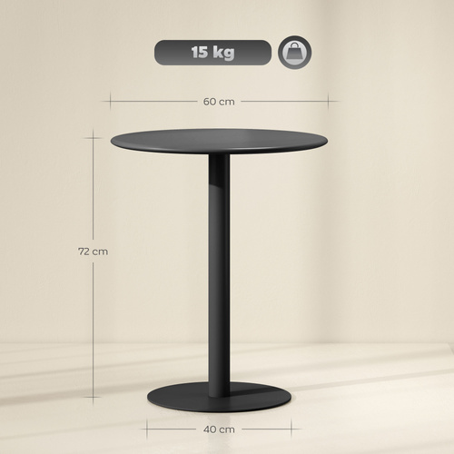 HOMCOM Dining Table, Round Kitchen Table with Steel Base for Living Room, Dining Room, 60 x 60 x 72cm, Black