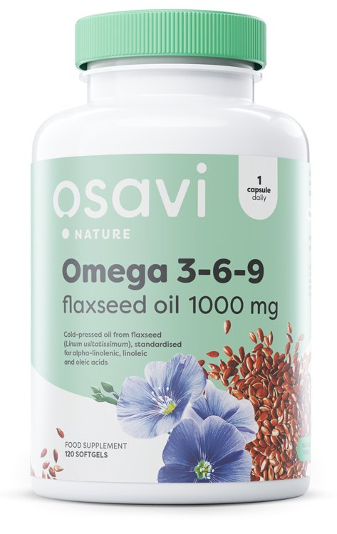 Osavi Omega 3-6-9 Flaxseed Oil 1000mg for Cardiovascular Support 120 Softgels