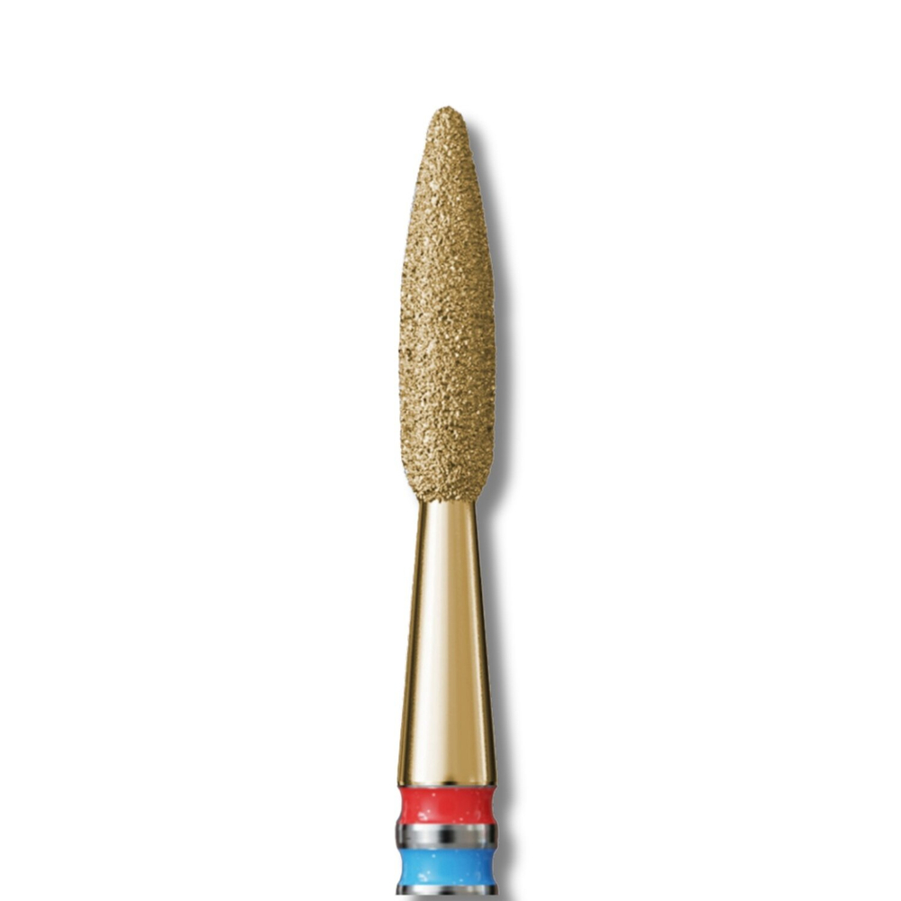 IQ Nails DuoFrez Diamond Nail Drill Bit Long Flame Shape Fine Standard 2.1mm ZRN Coating 243R.FM.021_ZRN 1 Piece