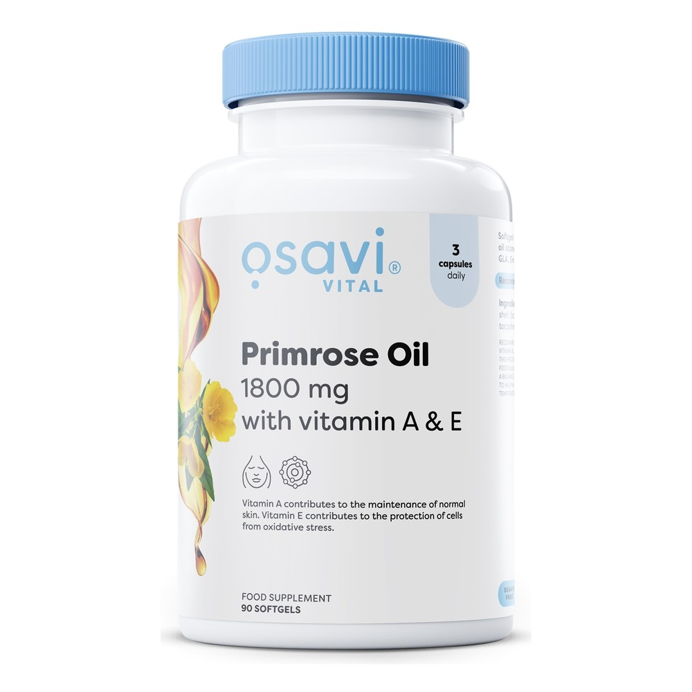 Osavi Primrose Oil with Vitamin A & E 1800mg for Skin Health 90 Softgels