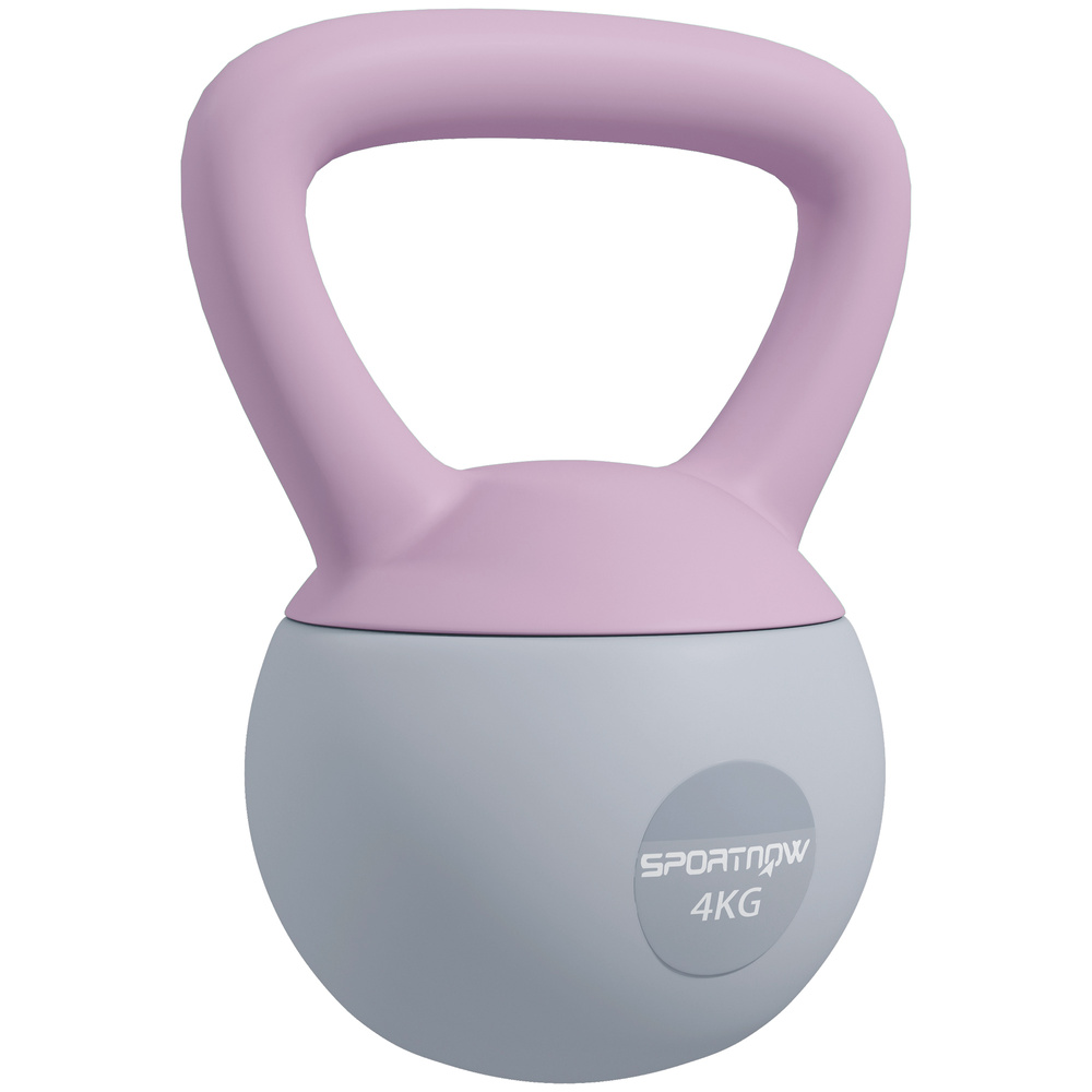 SPORTNOW 4KG Soft Kettlebell, Kettle Bell with Non-Slip Handle for Home Gym, Weight Lifting, Strength Training, Purple/Grey