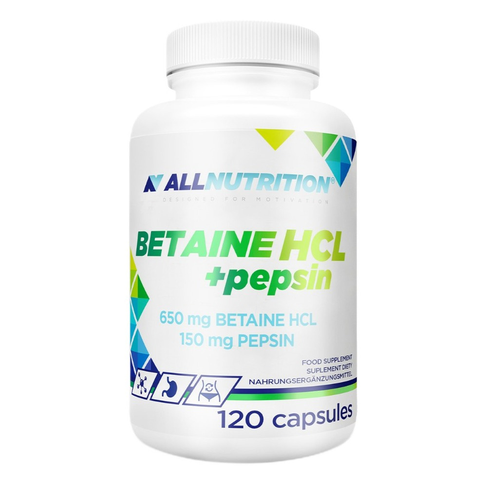 Allnutrition Betaine HCl + Pepsin betaina HCl 650mg + pepsyna 150mg 120 kapsułek