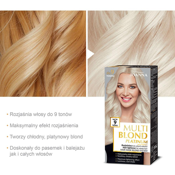 Joanna Multi Blond Platinum Rozjaśniacz do Całych Włosów do 9 Tonów 1 Sztuka