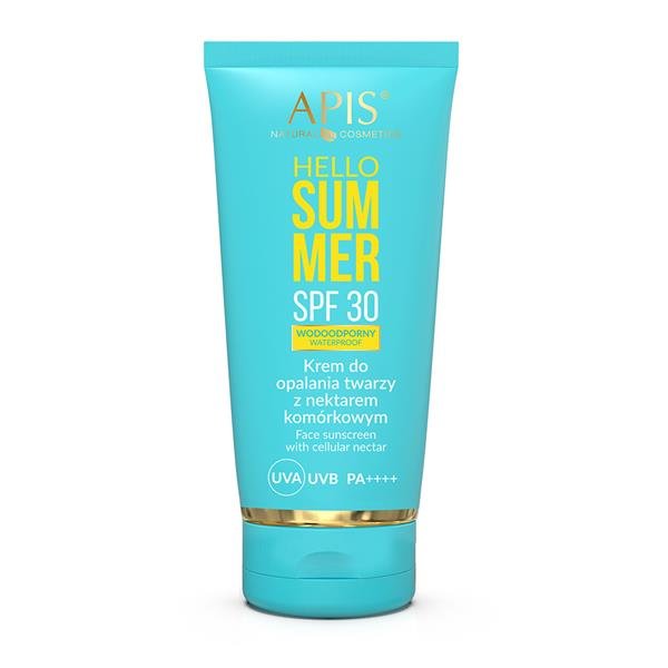 Apis Hello Summer Waterproof SPF 30 Face Sunscreen with Cellular Nectar for All Skin Types 50ml Best Before 30.04.25