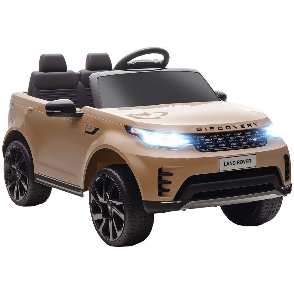 AIYAPLAY Land Rover Discovery Licensed 12V Kids Electric Car with Remote, 4 Wheel Suspension, Slow Start, Lights, Music, Khaki