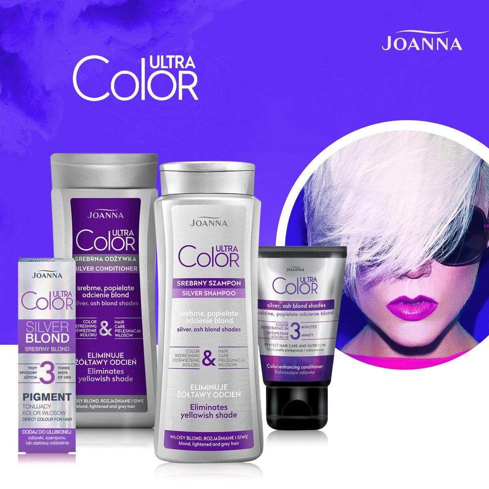 Joanna Ultra Color Conditioner Enhancing Hair Color Shades of Silver and Ash Blonde 200ml