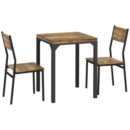 HOMCOM Three-Piece Minimal and Compact Dining Set, Rustic Brown