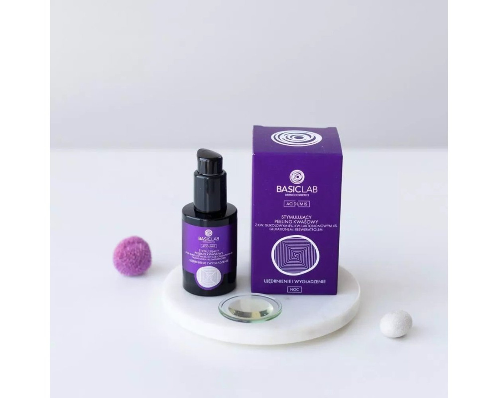 BasicLab Stimulating Acid Peeling with 8% Glycolic Acid 4% Lactobionic Acid Tripeptide Firming and Smoothing 30ml