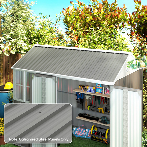 Outsunny Set of 12 Corrugated Steel Roof Sheet Panels - Light Grey