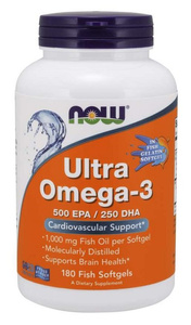 Now Foods Ultra Omega-3 Fish Gelatin Wspiera Pracę Mózgu 180 Kapsułek