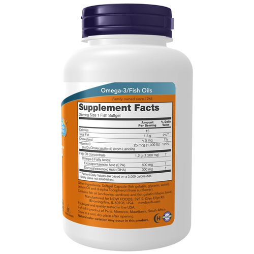 Now Foods Ultra Omega 3-D z Witaminą D-3 Wspomaga Odporność i Pracę Mózgu 90 Kapsułek