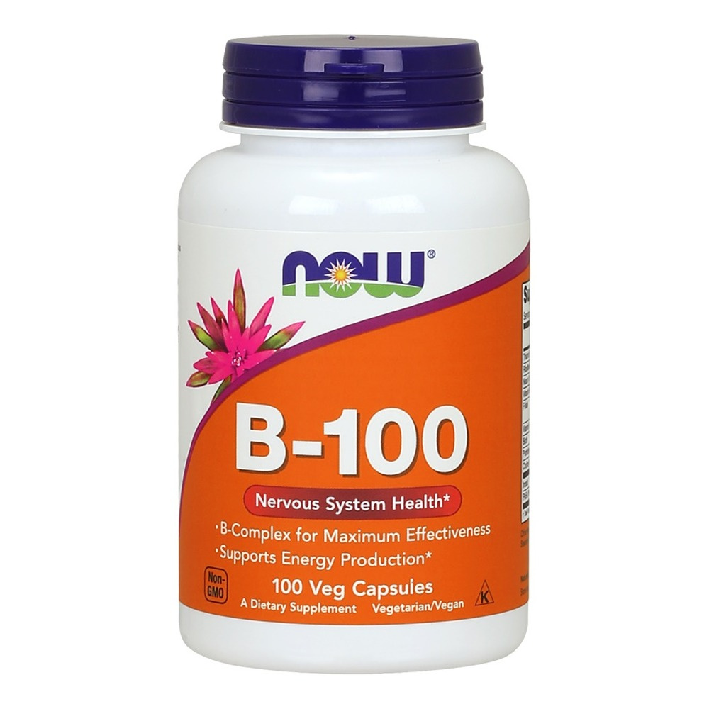 Now Foods Vitamin B-100 Complex Wspomaga Układ Nerwowy i Odpornościowy 100 Kapsułek