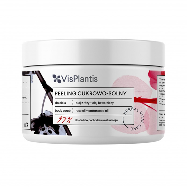 Vis Plantis - Sugar & salt body scrub Rose oil and cotton seed oil 200 ml