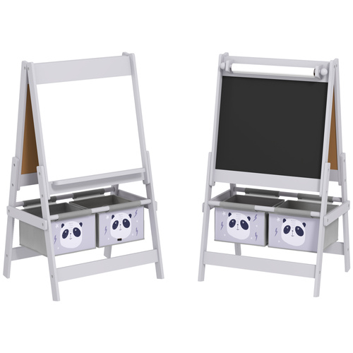 AIYAPLAY 3-In-1 Kids Easel with Paper Roll, Art Easel, with Storage - Grey