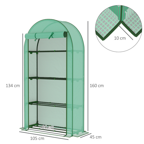 Outsunny Four Shelf Mini Greenhouse - Green