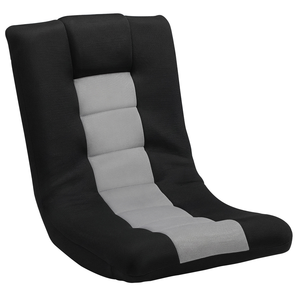 HOMCOM Floor Chair, Folding Floor Sofa with Adjustable Backrest, Wide Seat, Swivel Base, Black
