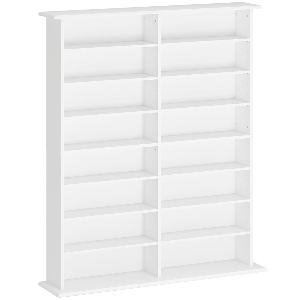 HOMCOM 16-Compartment Media Shelf- White