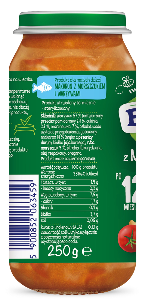 BoboVita Pasta with Hake and Vegetables for Children after 12 Months of Life 250g