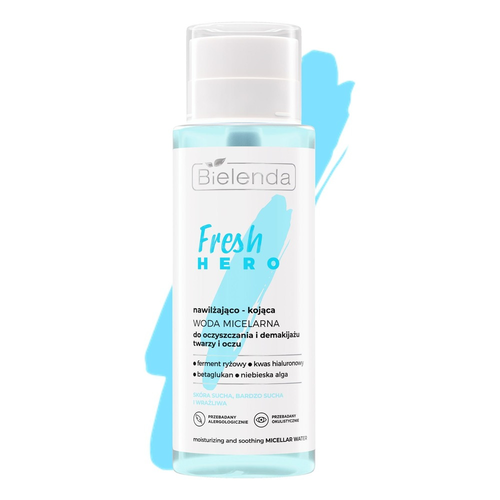 Bielenda Fresh Hero Moisturizing and Soothing Micellar Water for Cleansing and Make-up Removal from Face and Eyes for Dry and Very Dry Skin 400ml
