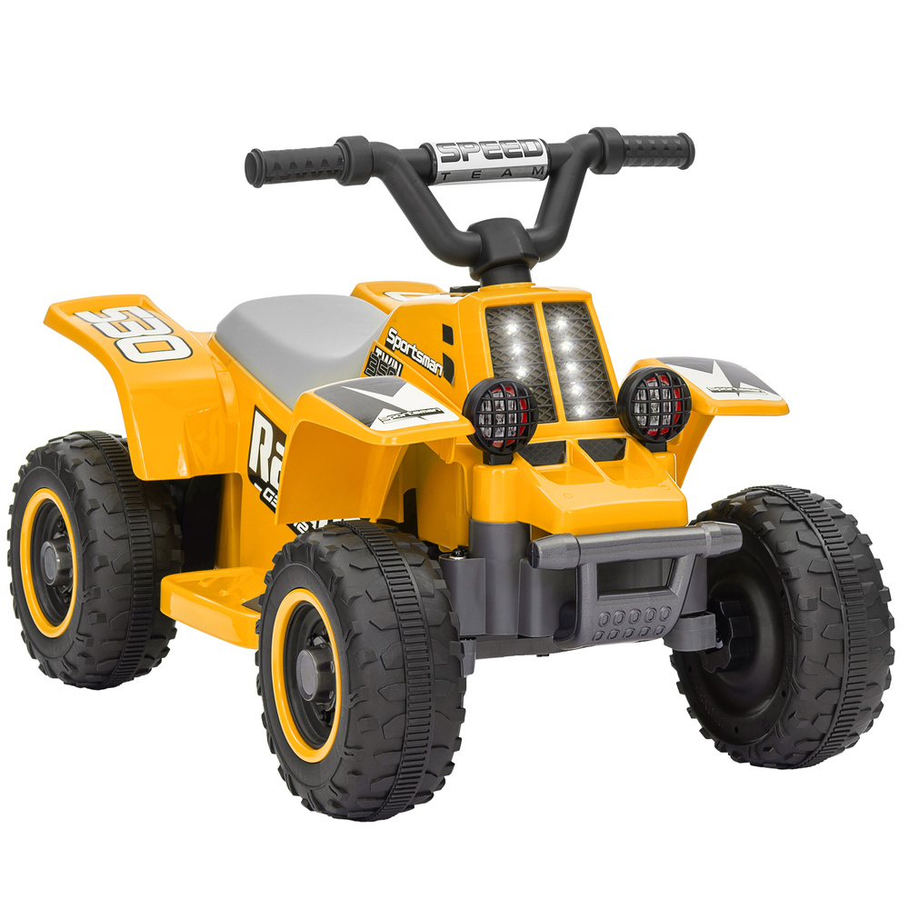 AIYAPLAY 6V Electric Quad Bike for Kids, Ride On ATV w/ Forward/Reverse, Headlights, for Ages 18-36 Months, Yellow
