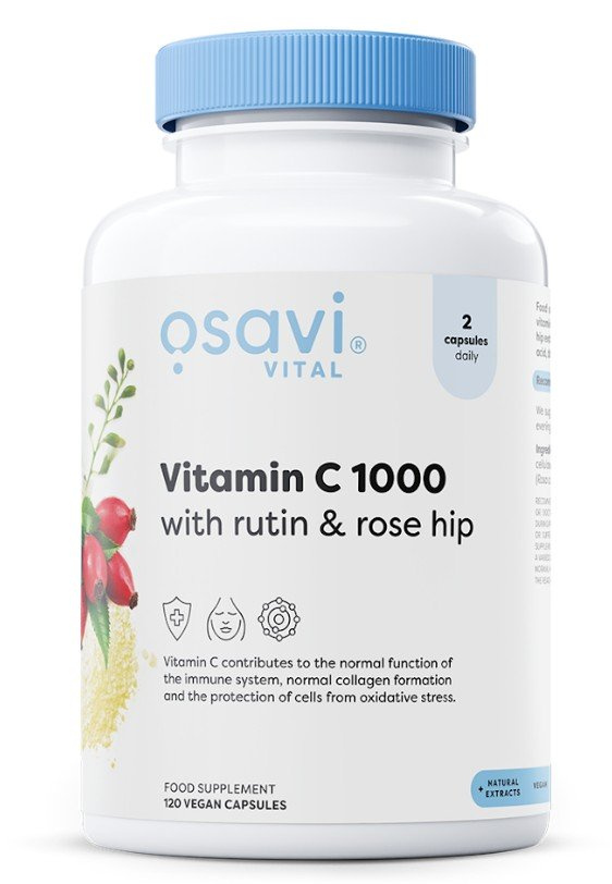 Osavi Vitamin C 1000 with Rutin & Rose Hip for Immunity and Skin 120 Vegan Caps