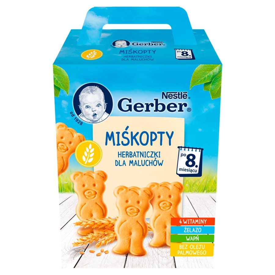 Gerber Teddy Bear Biscuits for Babies after 8th Month with Iron and Calcium 180g Best Before 28.02.26