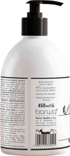 Barwa Pure Calm Kozie Mleko Regenerujące Mydło w Płynie dla Skóry Wrazliwej i Suchej 450ml