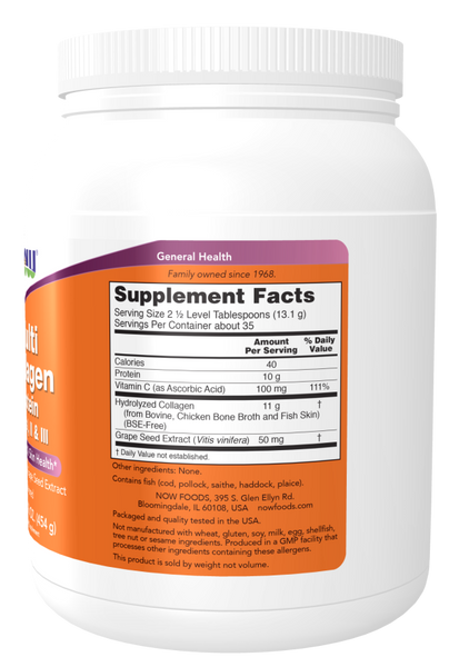 Now Foods Multi Collagen Protein Wieloskładnikowe Białko Kolagenowe I II i III 454g