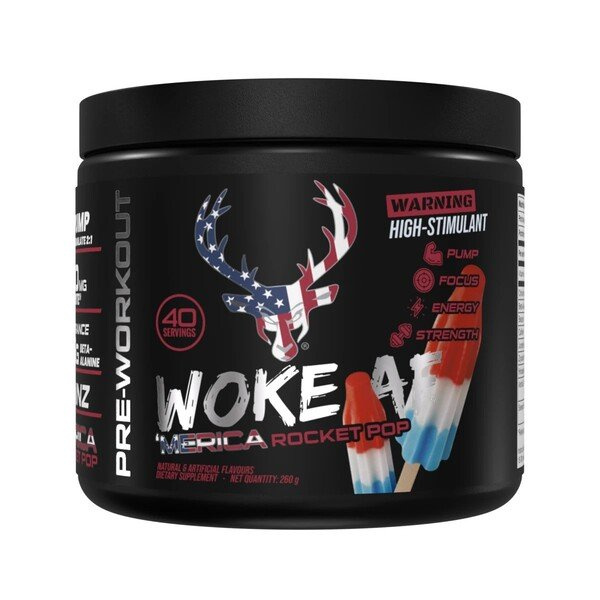 Bucked Up Woke AF Rocket Pop High-Stimulant Pre-Workout For Intense Workouts and Focus 260g