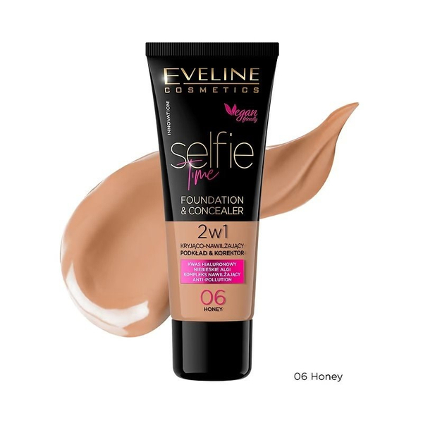 Eveline Selfie Time Covering Moisturizing Foundation Concealer 2in1 No. 06 Honey 30ml