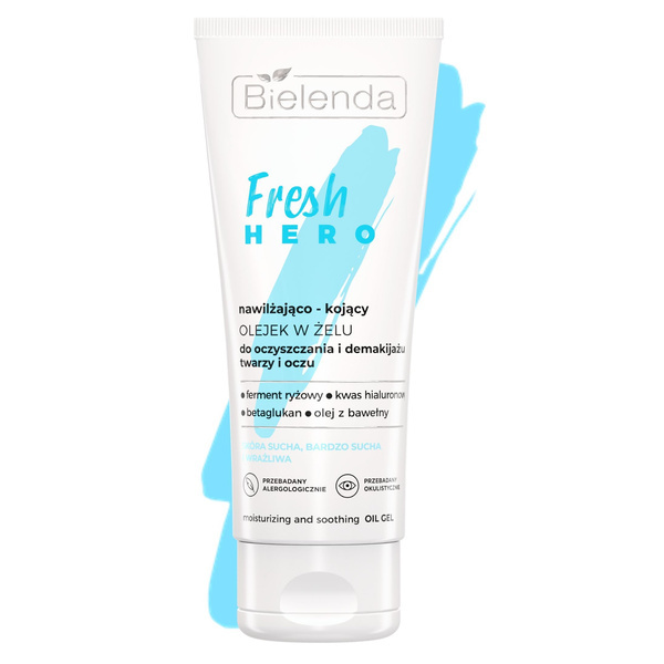 Bielenda Fresh Hero Moisturizing and Soothing Oil Gel for Cleansing and Make-up Removal of Face and Eyes for Dry and Very Dry Skin 90g