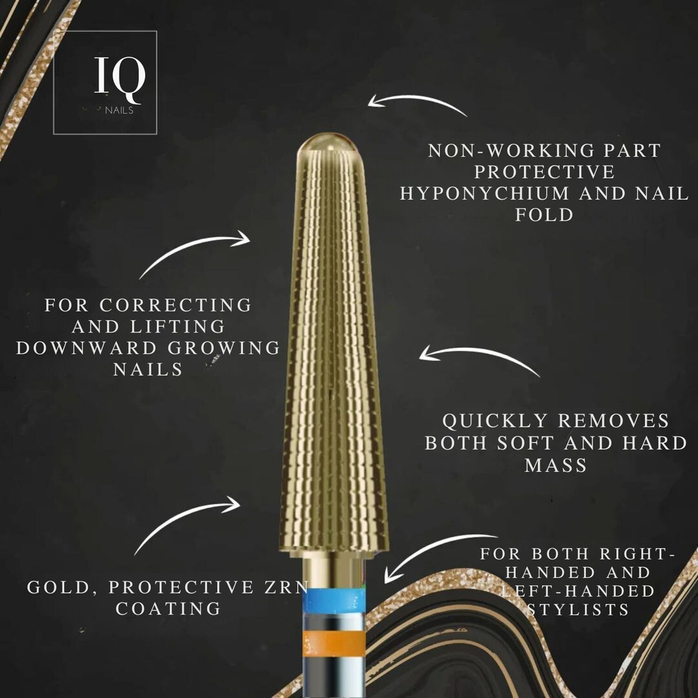 IQ Nails Magic ReFresh Tungsten Carbide Nail Drill Bit Cone Shape Standard Cross Cut 6mm ZRN Coating 221RLM HP.040 1 Piece