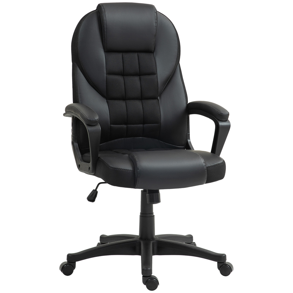 HOMCOM Faux Leather Office Chair with Tilt and PU Castors - Black