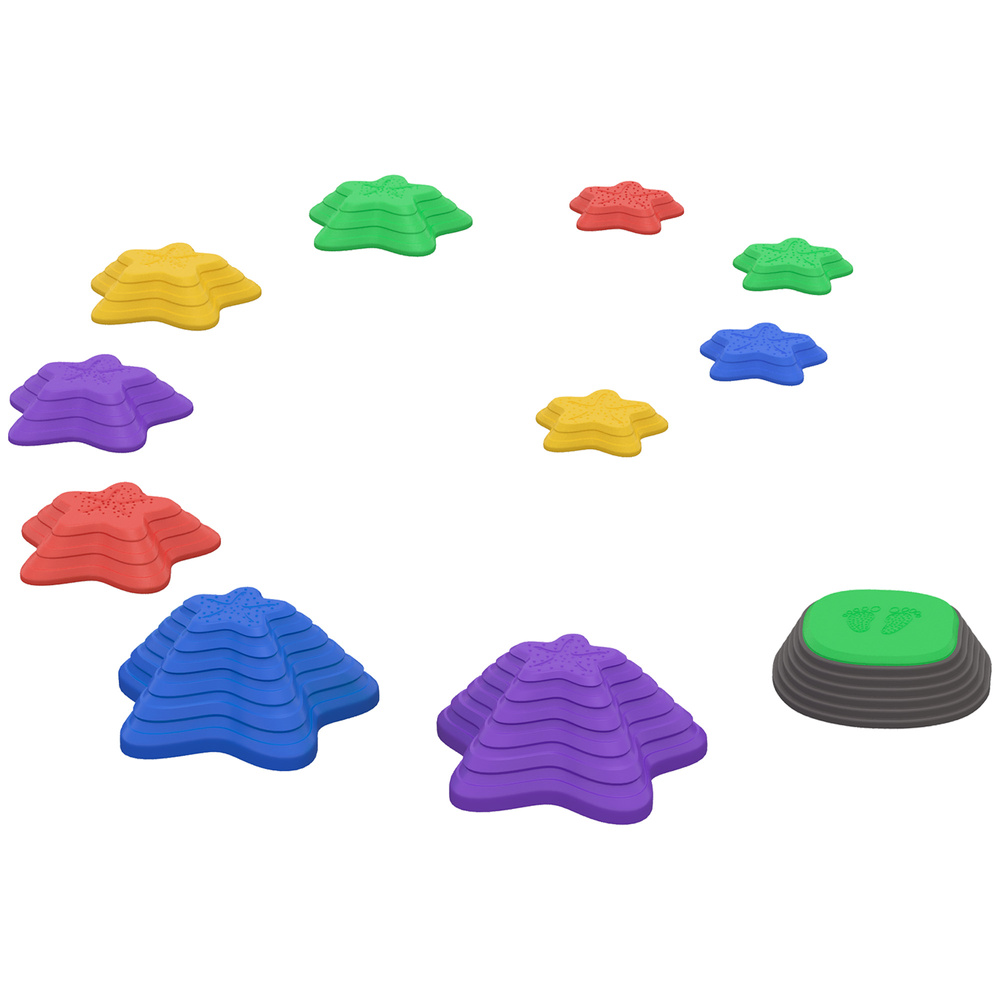 ZONEKIZ Stepping Stones Kids, 11 Pieces Balance Stones for Obstacle Course, Stackable Non-Slip Starfish Shape, Sensory Toys for Balance and Motor Skills Indoors, Outdoors