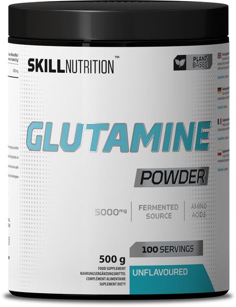 Skill Nutrition Glutamine Powder Unflavoured for Muscle Recovery 500g