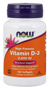 Now Foods High Potency Vitamin D-3 2000 IU 120 Kapsułek