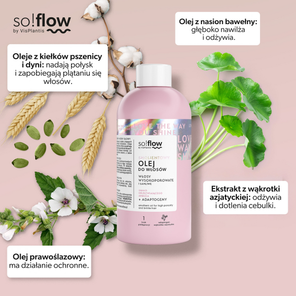  So!Flow Emolientowy Olej do Włosów Wysokoporowatych i Łamliwych 150ml