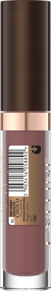 Eveline Choco Glamour Pomadka Winylowa w Płynie z Efektem Glossy Lips Nr 02 Deep Cherry Chocolate 4,5ml