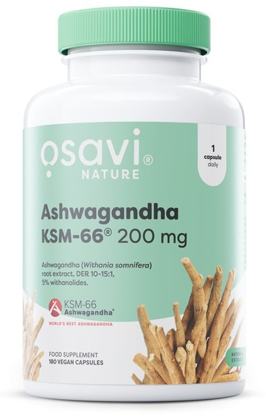 Osavi Ashwagandha KSM-66 200mg na Wsparcie w Stresie i Równowagę 180 Wegańskich Kapsułek