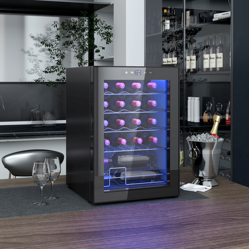 HOMCOM 20 Bottle 5-18℃ Countertop Wine Fridge - Black