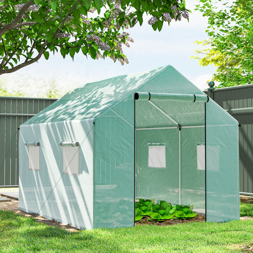 Outsunny Polyethylene Walk-in Polytunnel Greenhouse, 2 x 3(m), Green
