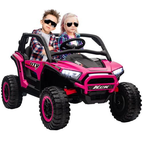 AIYAPLAY 2 Seater 24V 7AH Ride on Truck, Battery Powered Electric Ride On Car w/ Remote, Suspension, 3 Speeds, Pink