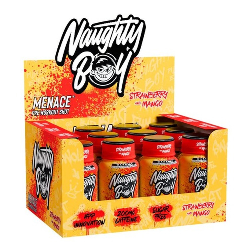 Naughty Boy Menace Pre-Workout Shot Strawberry and Mango 12 x 60 ml