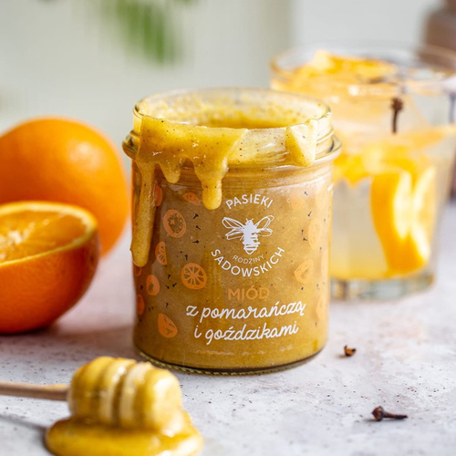 Pasieki Sadowskich Miód z Pomarańczą i Goździkami 430g