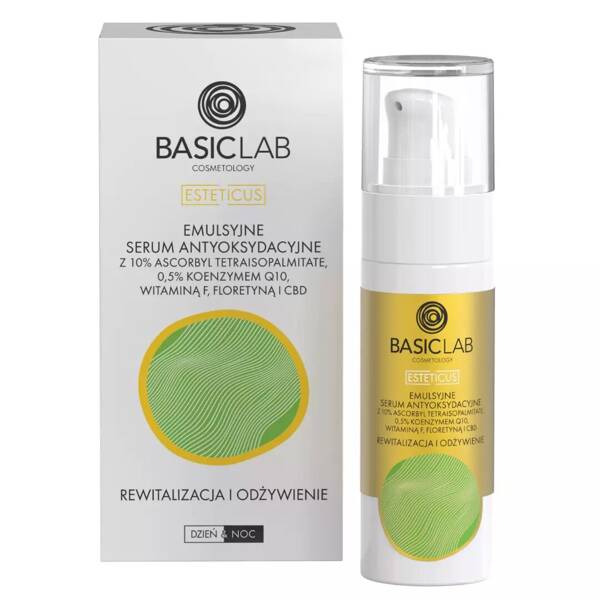 BasicLab Cosmetology Vitamin C Antioxidant Emulsion Serum - Best Serum for Dry & Combination Skin, 30ml