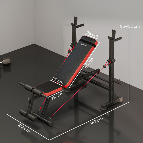SPORTNOW Adjustable Weight Bench with Squat Rack and Dip Stand