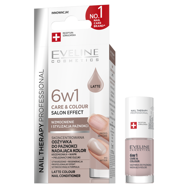 Eveline Nail Therapy Professional Care & Colour 6w1 Skoncentrowana Odżywka do Paznokci Nadająca Kolor Latte 5ml