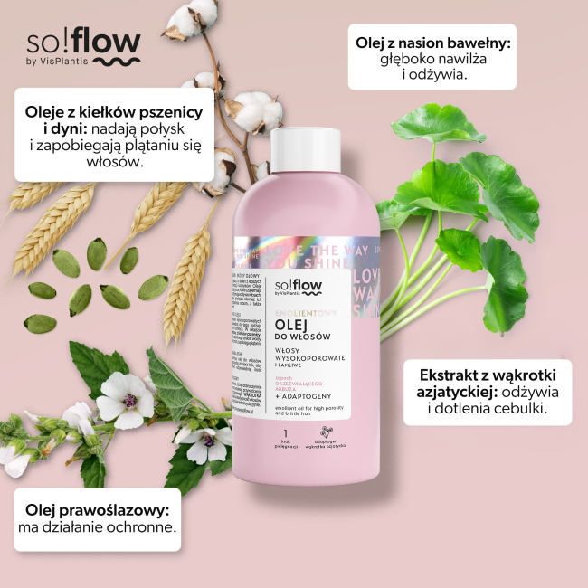  So!Flow Emolientowy Olej do Włosów Wysokoporowatych i Łamliwych 150ml