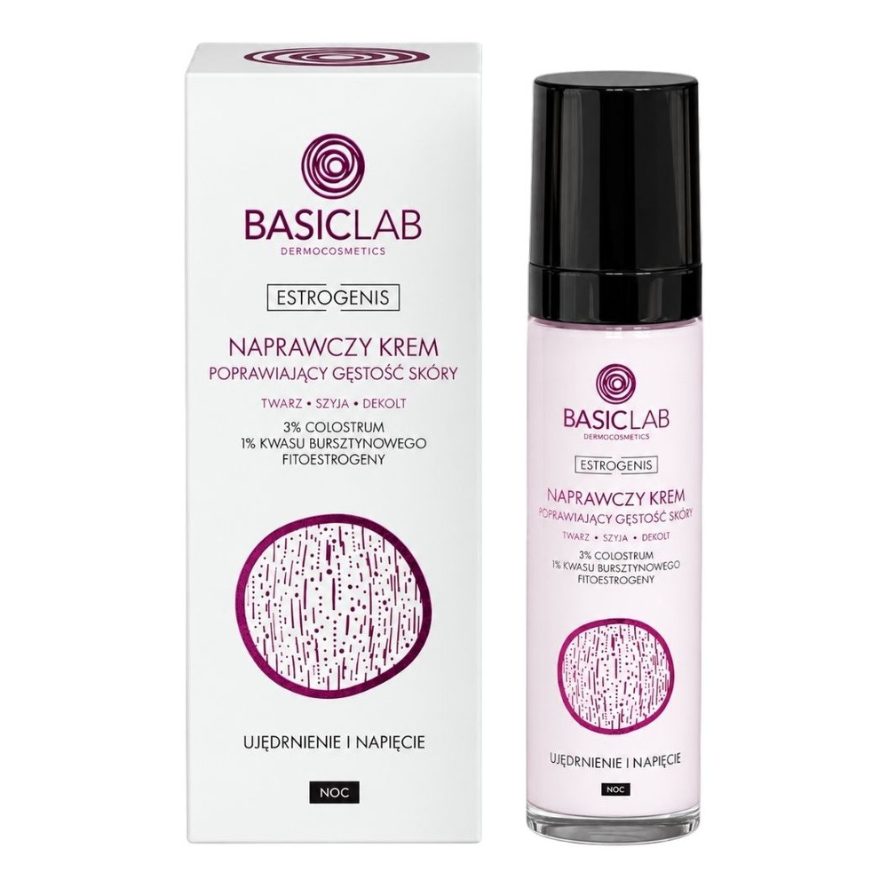 BasicLab Dermocosmetics Estrogenis Naprawczy Krem do Twarzy na Noc z 3% Colostrum 50ml